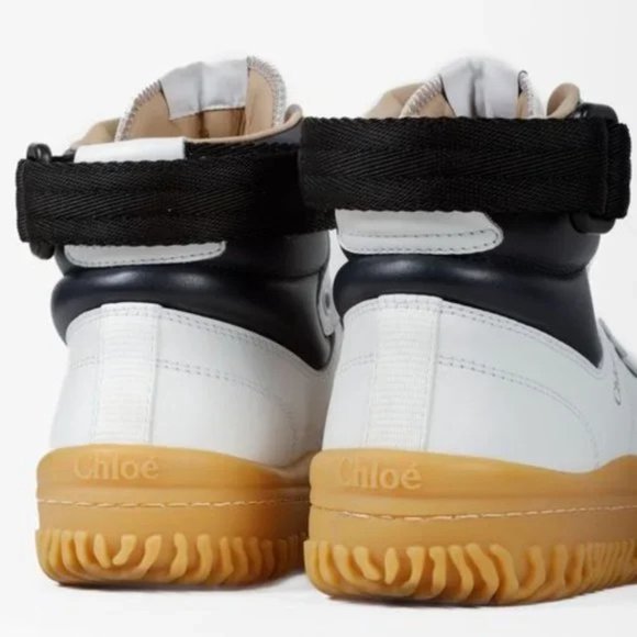 Chloe Franckie High-Top White Leather Sneaker - Picture 10 of 11